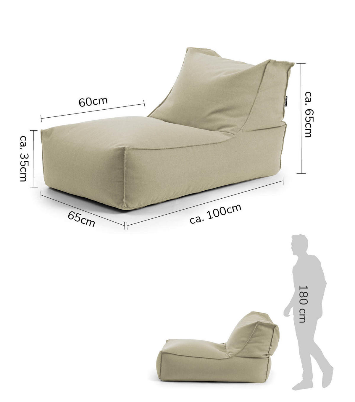 SITZSACK und Hülle Der Sundowner - Beige, Textil (65/65/100cm) - Mokebo