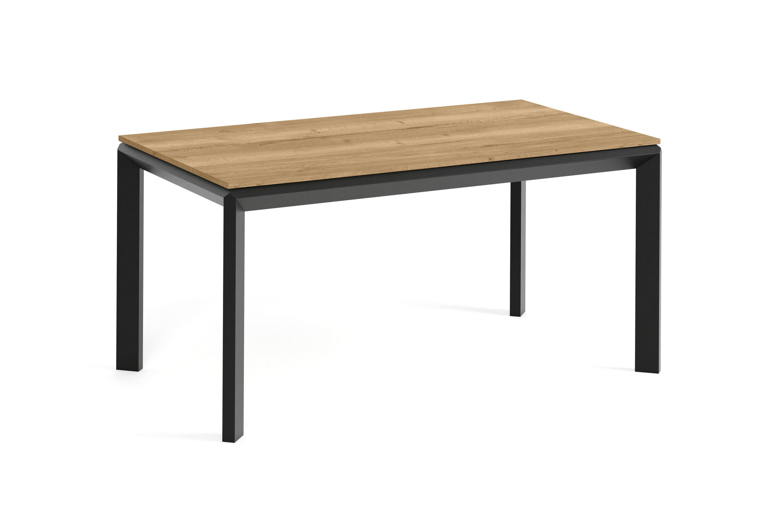 Meblini Esstisch Hellbraun, Schwarz 160x76x90 cm