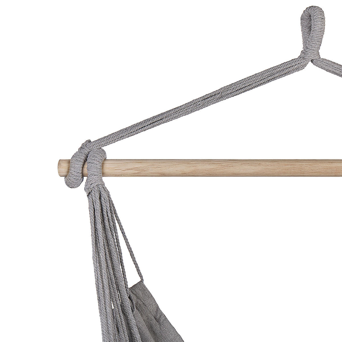 MAKRAMEE Hängesessel mit Kissen Baumwolle hellgrau Bonea - Hellgrau, Textil (95/125/55cm) - Beliani
