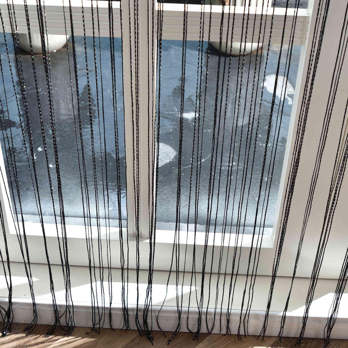 FADENGARDINE Shanghai HxB 250x145 cm Schwarz Lurex - Schwarz, Textil (145/250cm) - Gardinenbox