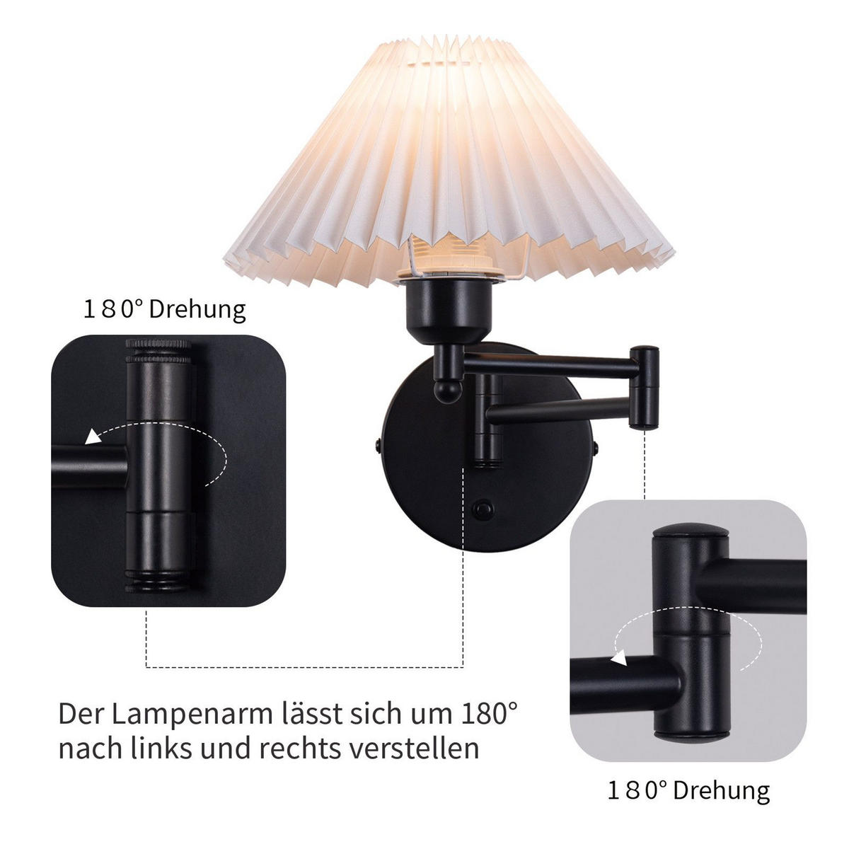 WANDLEUCHTE Nickel 41.5/27/42 cm - Weiß, Metall (27/42/41.5cm) - ZMH