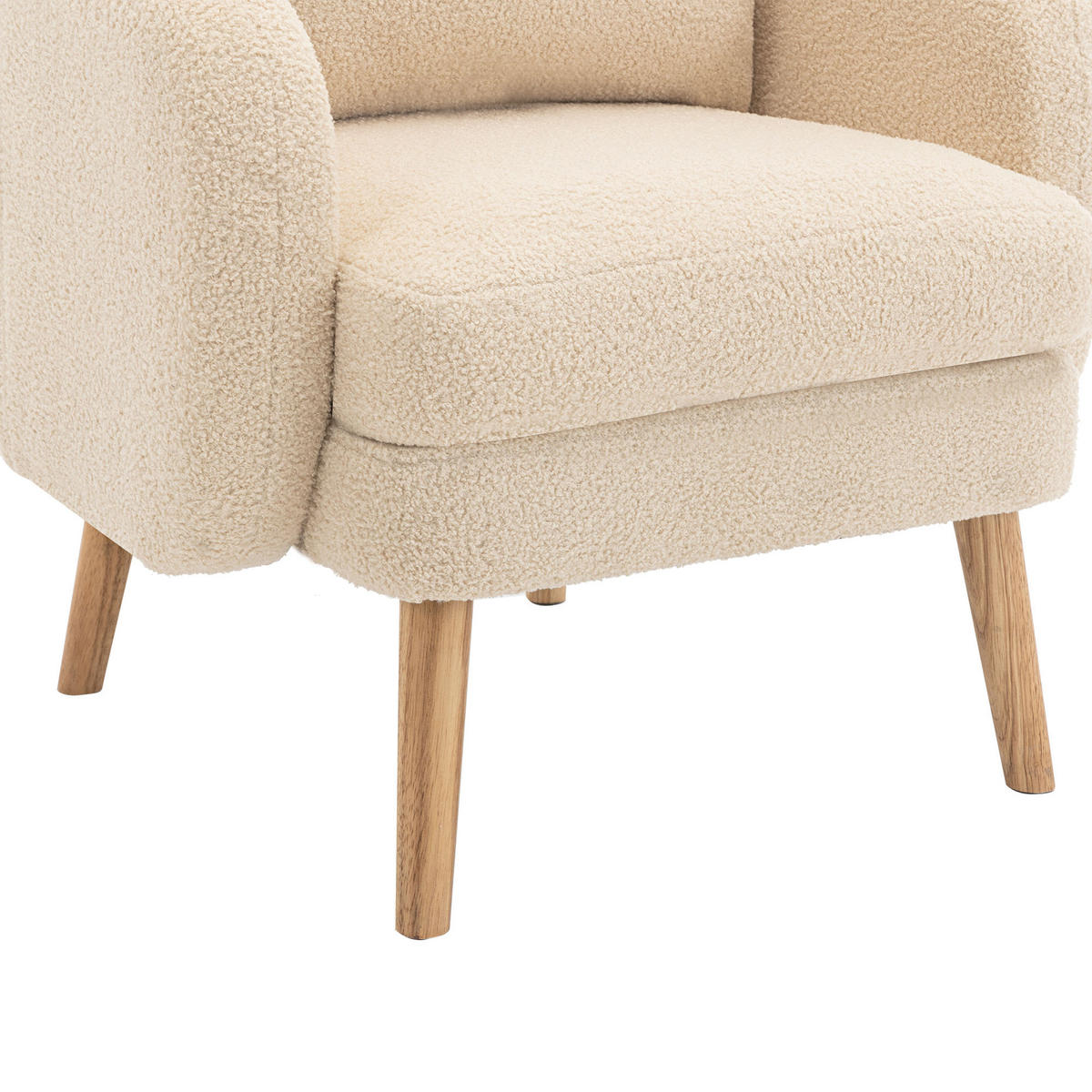 SESSEL Teddystoff Beige mit Kissen - Beige, Holz/Holzwerkstoff (71/71/72cm) - WISHDOR
