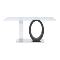 ESSTISCH - 6 Personen - Glas - Grau, Weiß - AYANE - Weiß/Grau, Glas (90/160/76cm) - Vente-Unique