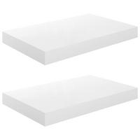 SCHWEBEREGALE 2 Stk. Hochglanz-Weiß 40x23x3,8 cm MDF - Weiß, Holzwerkstoff (23/3.8/23cm) - furnicato
