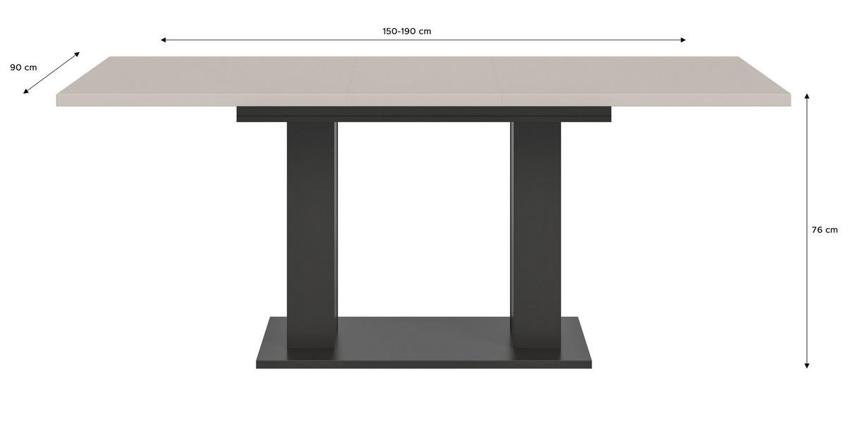 ESSTISCH MOTION (B/H/T: ca. 150/76/90 cm) in grau/Kaschmir - Grau, Holzwerkstoff (90/150/76cm)