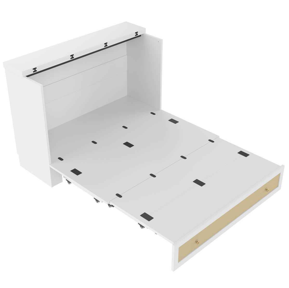 BETT 140/200 cm mit Stauraum, USB und Steckdose – in Schrank verwandelbar - Weiß, Holzwerkstoff (140/200cm) - BEAOK