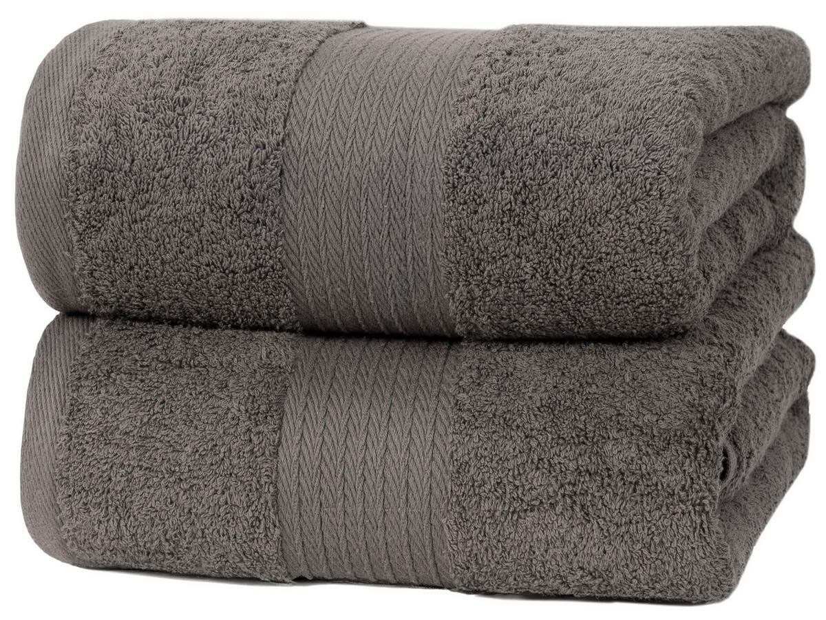 BADETUCH, 2er-Set, 100x150 cm, 100% Baumwolle, Grau - Anthrazit, Textil (100/150cm) - Zollner