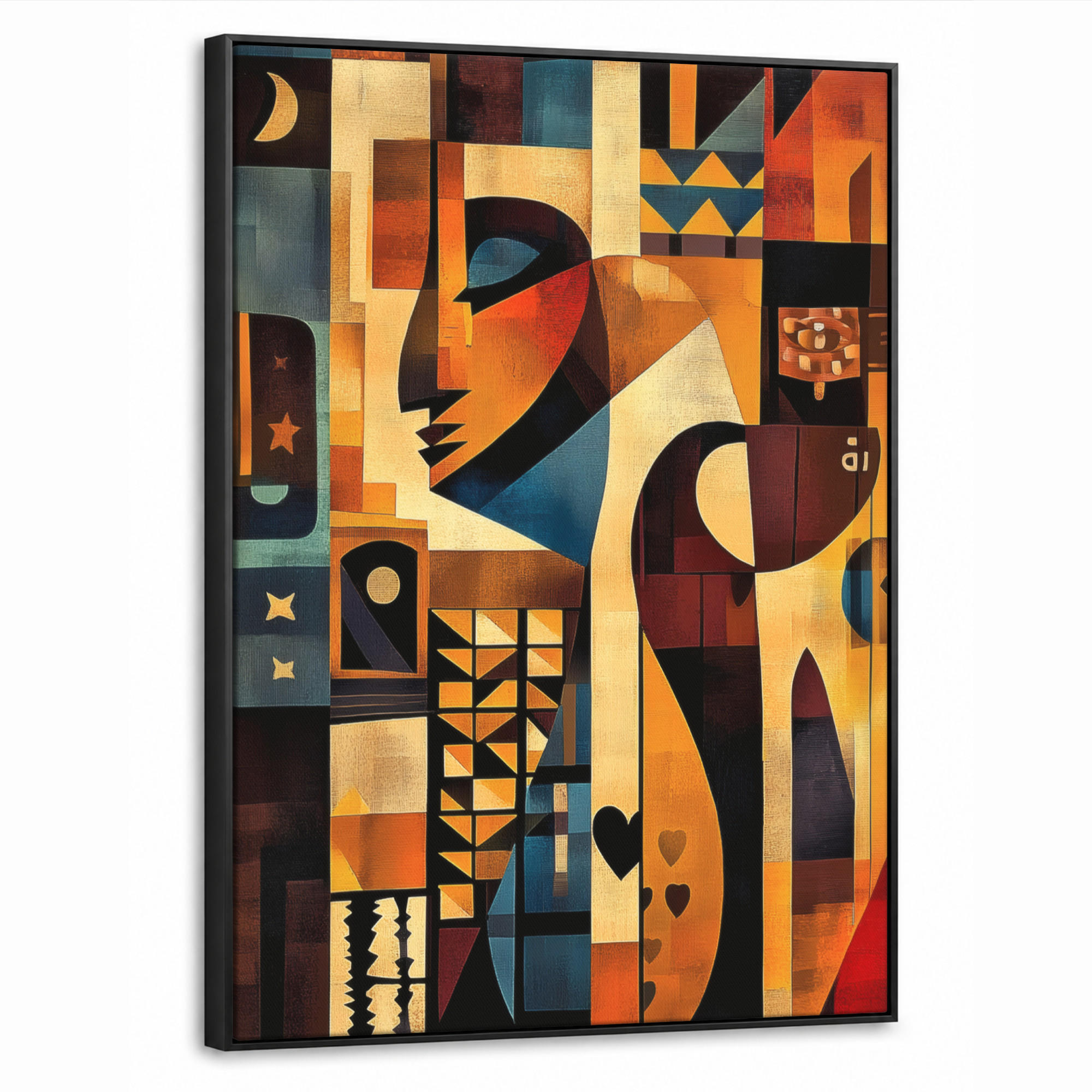 LEINWAND Bilder mit Rahmen - Figuren - Abstrakt - Symbole - 70x100 - Terracotta, Textil (70/100cm) - MuchoWow