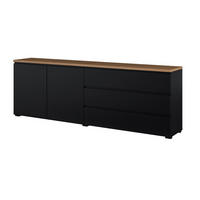 SIDEBOARD Liko Schwarz und Holz - Schwarz, Holzwerkstoff (200/67.9/34.5cm) - Petits-meubles