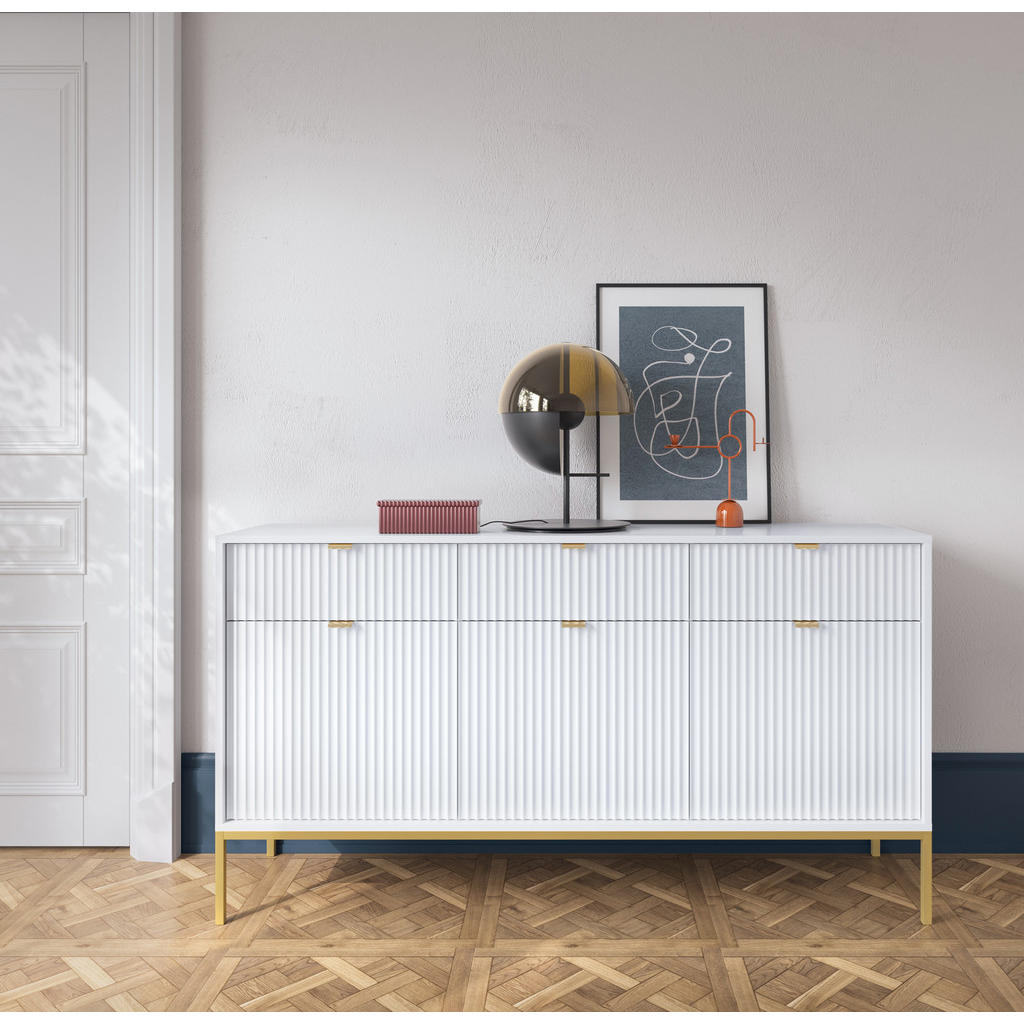 Thumbnail - Selsey Sideboard, Weiß, Metall, 3 Schubladen, 154x83x39 cm, Wohnzimmer, Kommoden & Sideboards, Sideboards