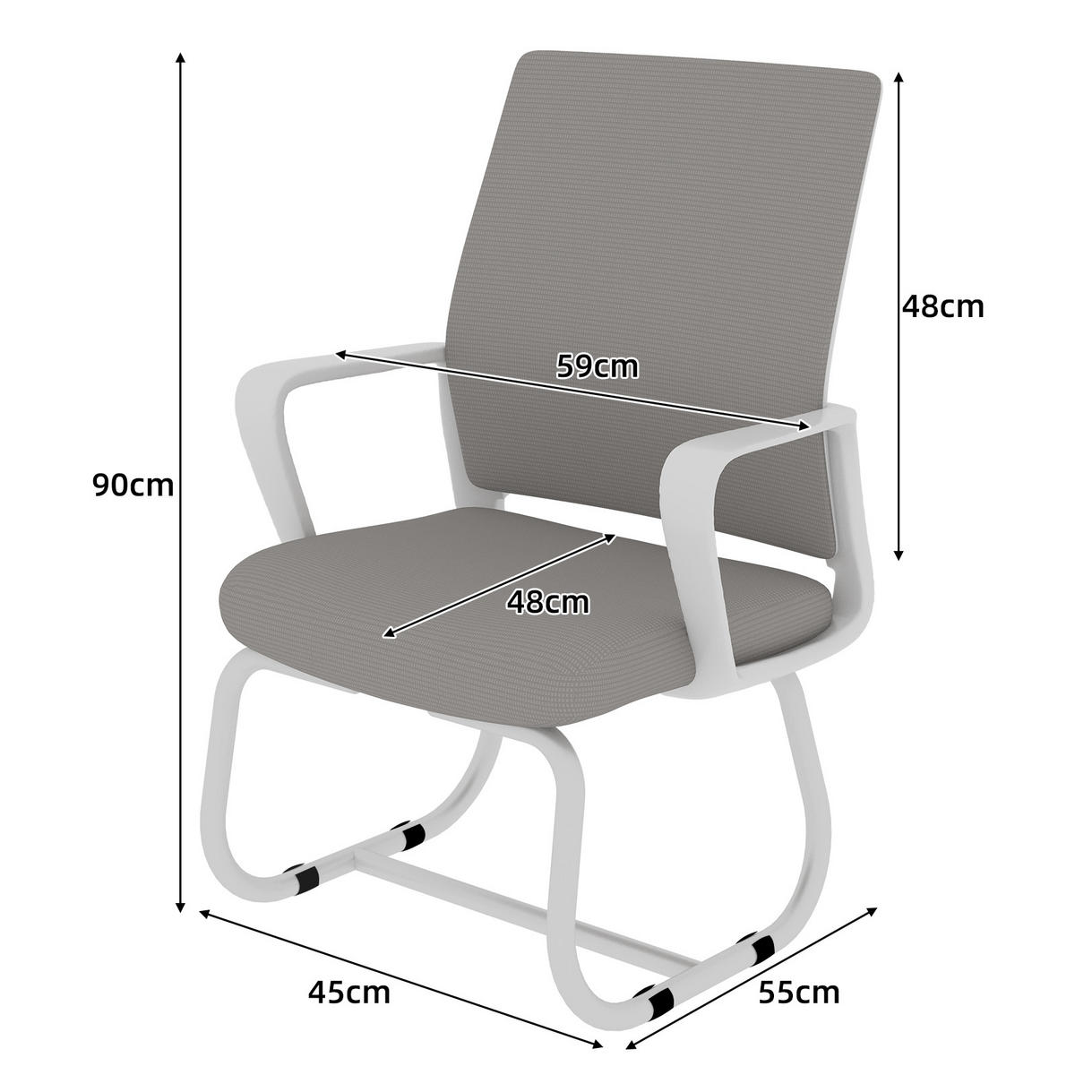 BÜROSTUHL Netz Grau & Weiß - Weiß/Grau, Textil/Metall (59/90/55cm) - WISHDOR