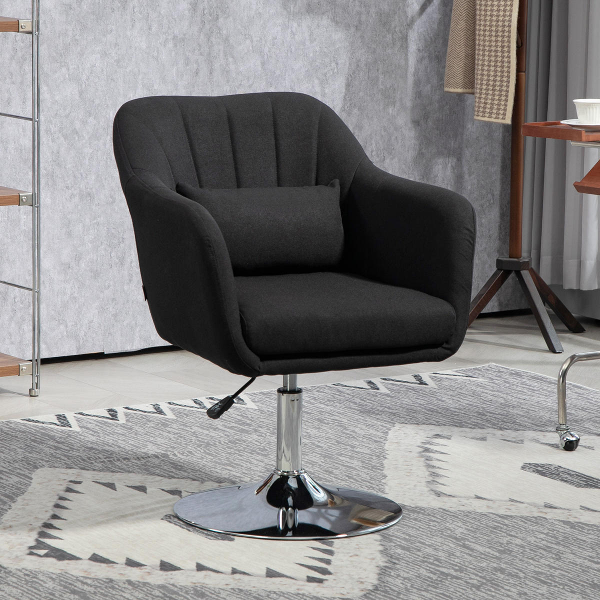 DREHBARER Akzentstuhl Schwarz 60.0/60.0/91.0 cm - Schwarz, Textil (60/91/60cm)