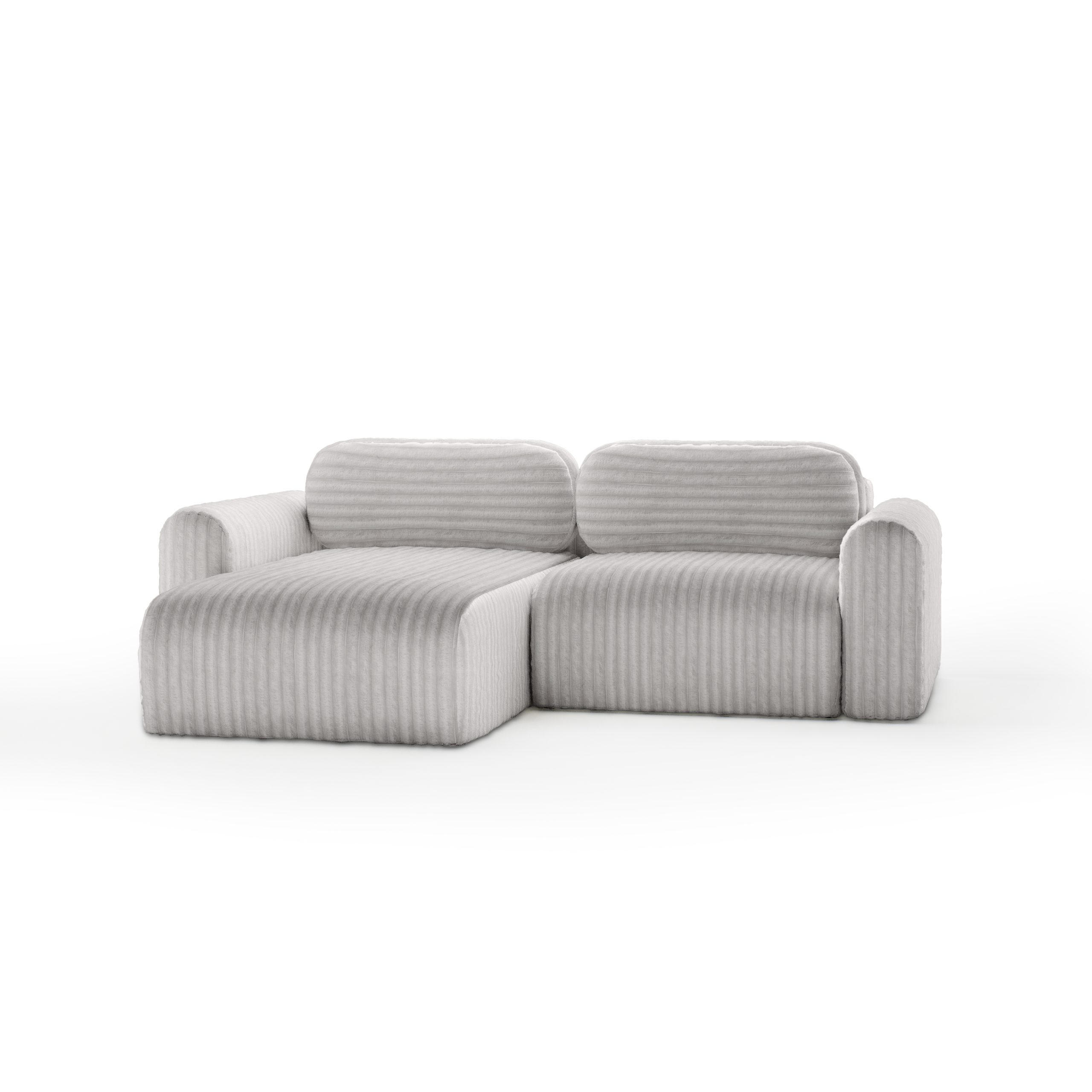 ECKSOFA mit Schlaffunktion Emmen Mini, Grau - Grau, Textil (246/100cm) - Fedve