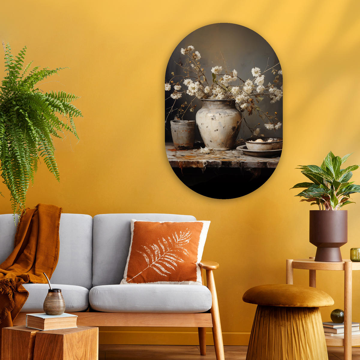 WANDBILD Stilleben - Blumen - Blumenstrauß - Vase - Wein 60x90 cm - Ecru, Kunststoff (60/90cm) - MuchoWow
