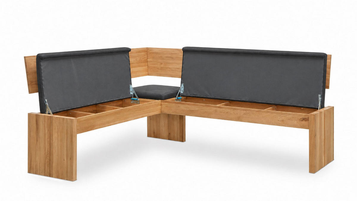 ECKBANKGRUPPE Modern Dani 3 für 7 Personen Massivholz Wildeiche/Grau - Wildeiche/Grau, Holz (167/85/192cm) - 58aufmkessel