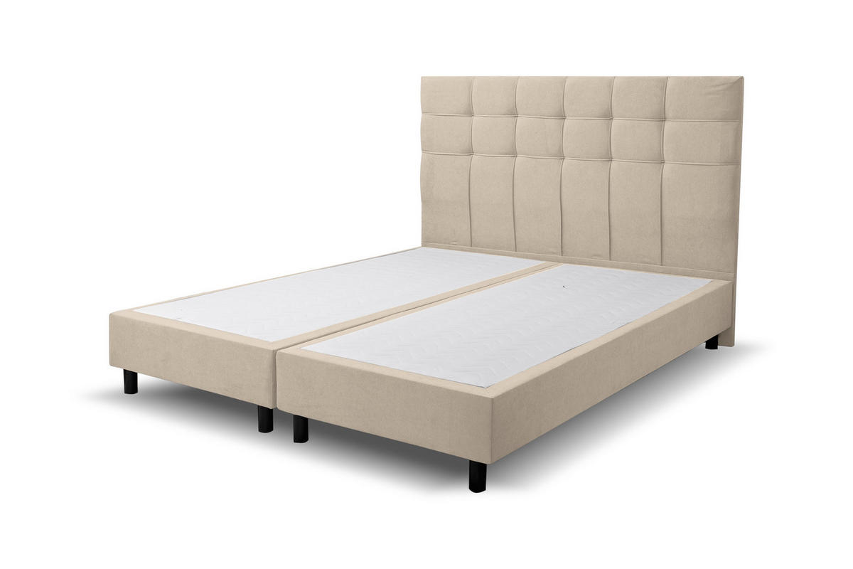 BOXSPRINGBETT Paris, Polsterbett Maße: 180x200 cm, Farbe: Beige, Velourstoff, Doppelbett mit Bonell-Matratze H3 inkl. Topper - Beige, Holz/Kunststoff (180/200cm) - VENASI MÖBEL