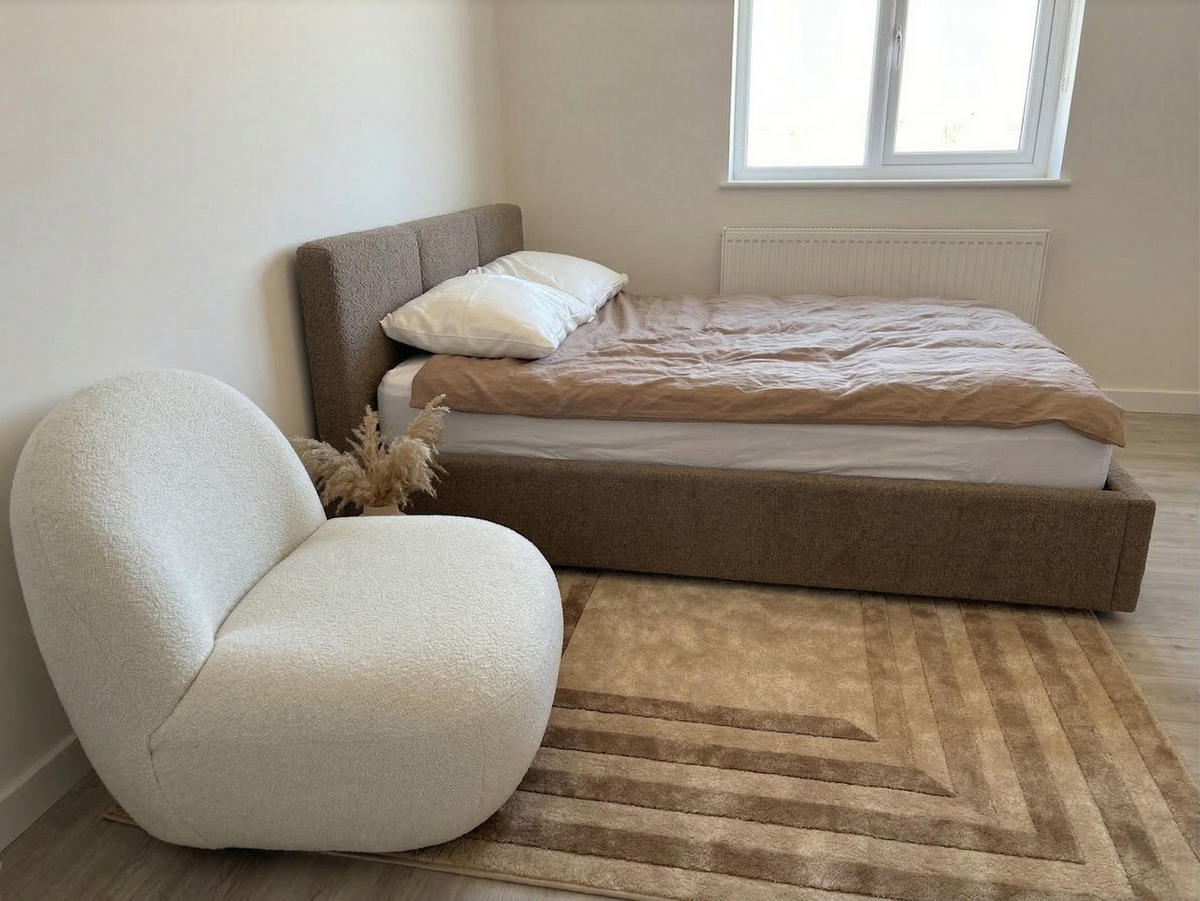 POSTEL s úložným prostorem 140/200 cm Bouclé Taupe Bousse - šedohnědá, textil (140/200cm) - Beliani