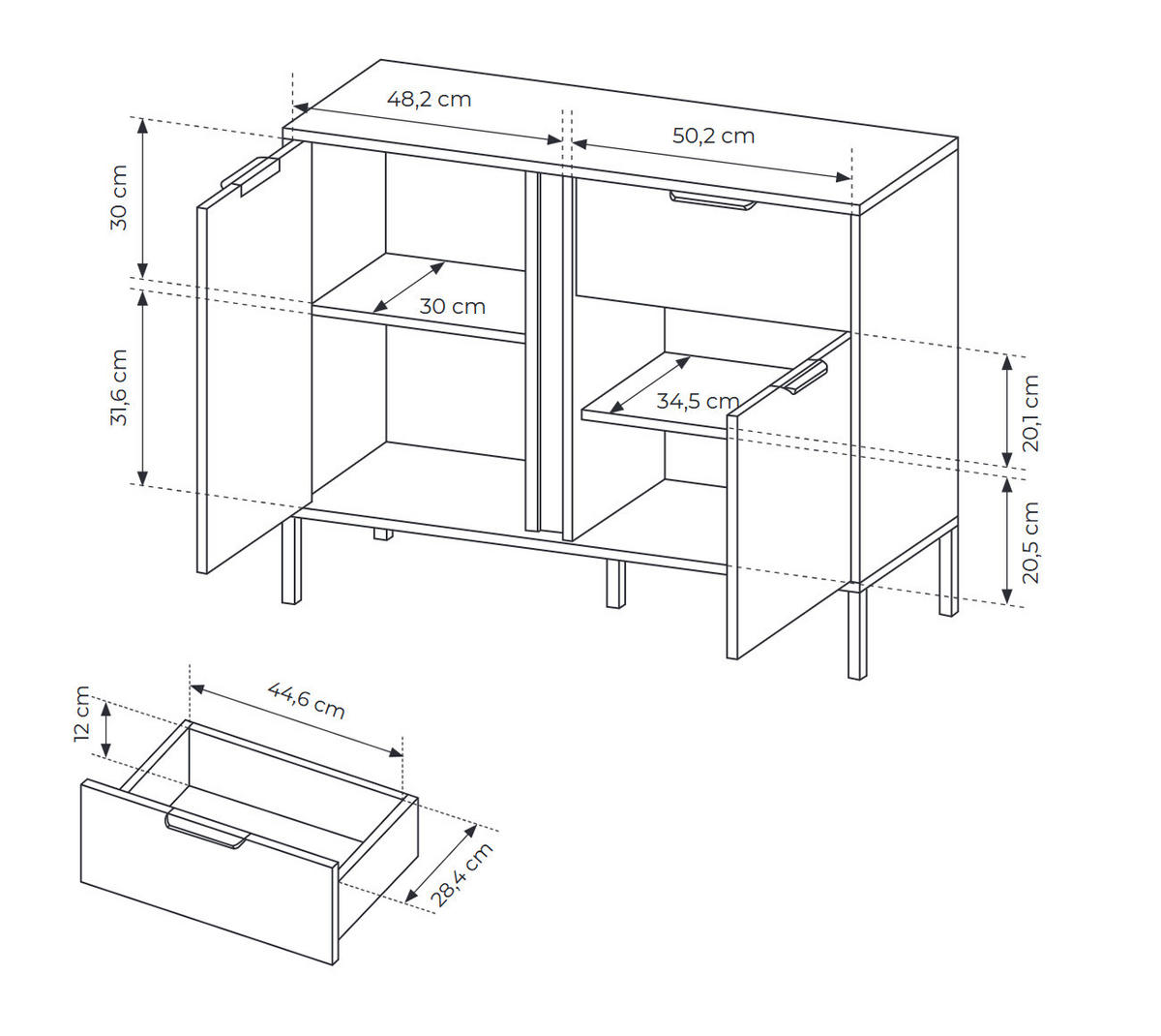 SIDEBOARD Lars anthrazit / gold 103,3 / 39,5 / 81,4cm - Anthrazit, Holz/Holzwerkstoff (103.3/81.4/39.5cm) - Feldmann-Wohnen