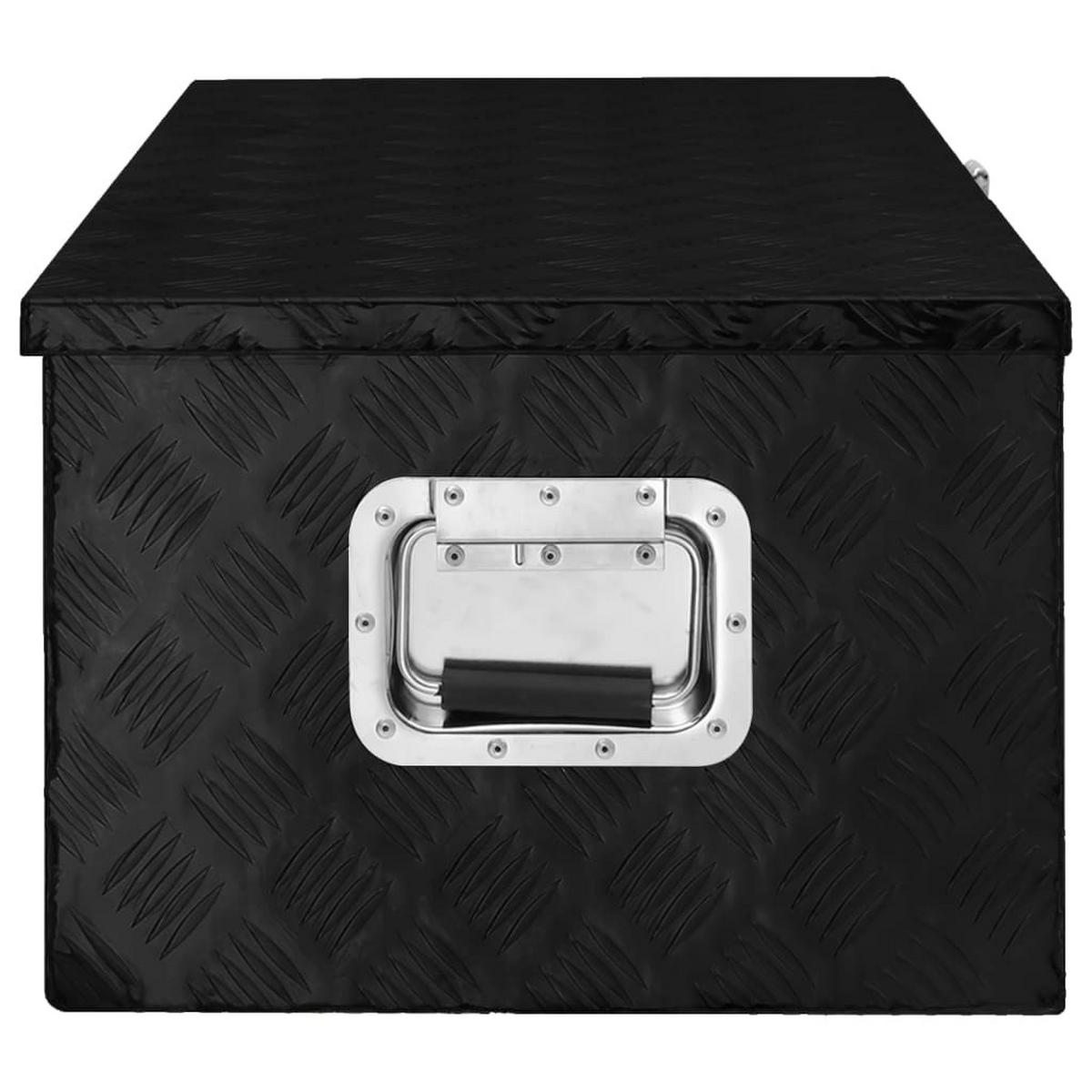 ALUMINIUMBOX mit Deckel Metallkiste 90x47x33,5 cm Schwarz - Schwarz, Metall (90/33.5/47cm) - DELUKE