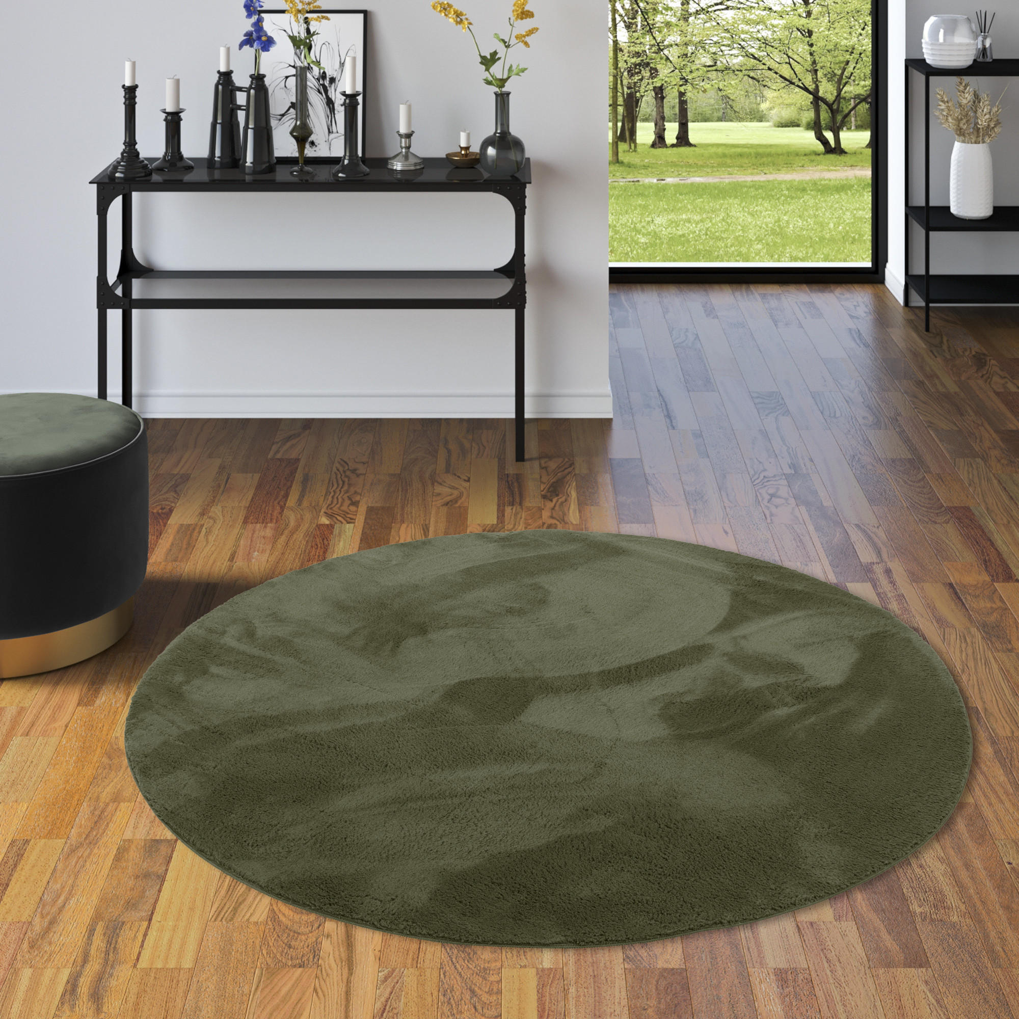 FELLTEPPICH SUPER SOFT PEARL RUND - Waldgrün, Textil (200/200cm) - Pergamon