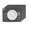 TISCHSET ( 4er Set ) abwischbares Lederimitat Platzdeckchen 46x33cm - Doppelseitiges Unifarben ( Grau / Dunkelgrau ) Kunstleder Platzset - Dunkelgrau, Kunststoff (33/46cm) - Bestlivings
