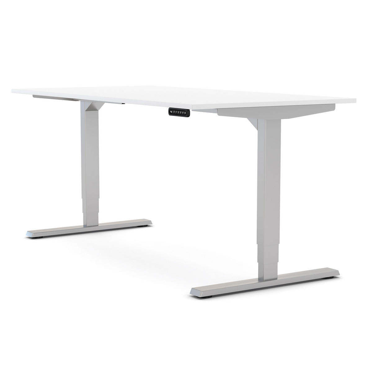 SCHREIBTISCH Elektrisch höhenverstellbarer Schreibtisch Y-Line Signalweiß Weißaluminium 120/70/62-127cm - Weiß Hochglanz/Silberfarben, Holzwerkstoff/Metall (70/120/127cm) - ASSMANN
