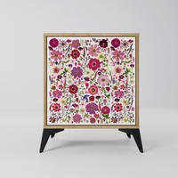 SIDEBOARD PETAL GARDEN, Eichefarben, 57,5x42x70,5 cm, Schwarze Metall-Sternfüße - Eichefarben/Multicolor, Holzwerkstoff/Metall (57.5/70.5/42cm) - SpaceRebels