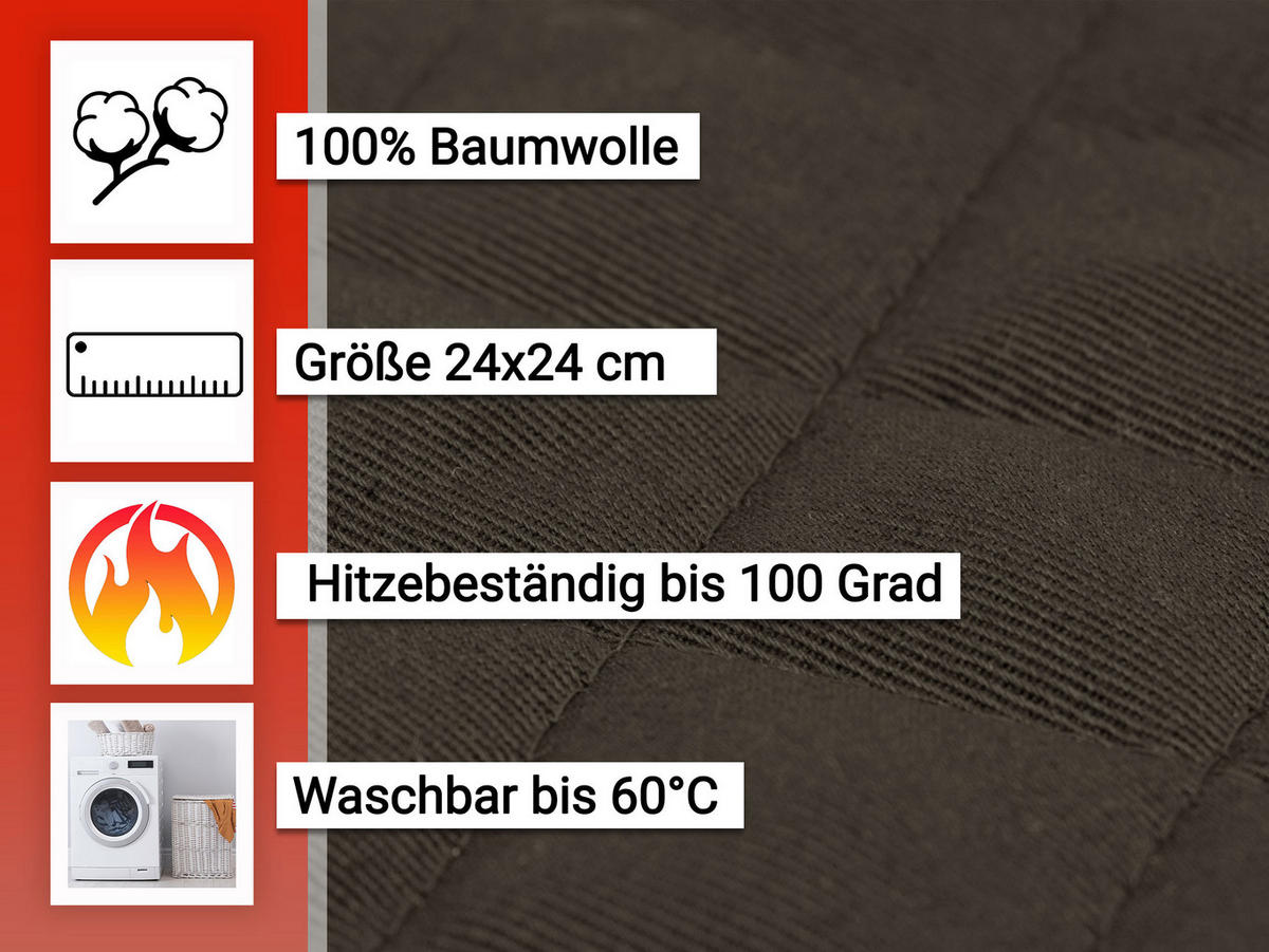OFENHANDSCHUHE, 2er-Set, 24x24 cm, 100% Baumwolle - Braun, Textil (24/24cm) - Zollner