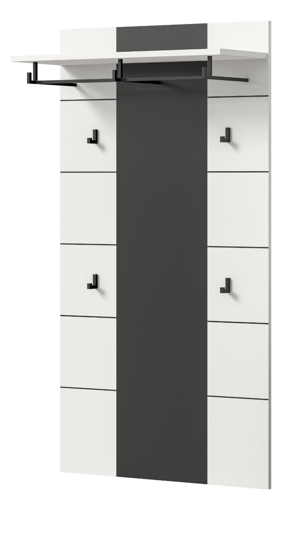 GARDEROBENPANEEL in weiß, grau, Wandgarderobe 80 x 141 cm, Cooper - Weiß/Grau, Holzwerkstoff/Metall (80/141/141cm) - Inn.Furn