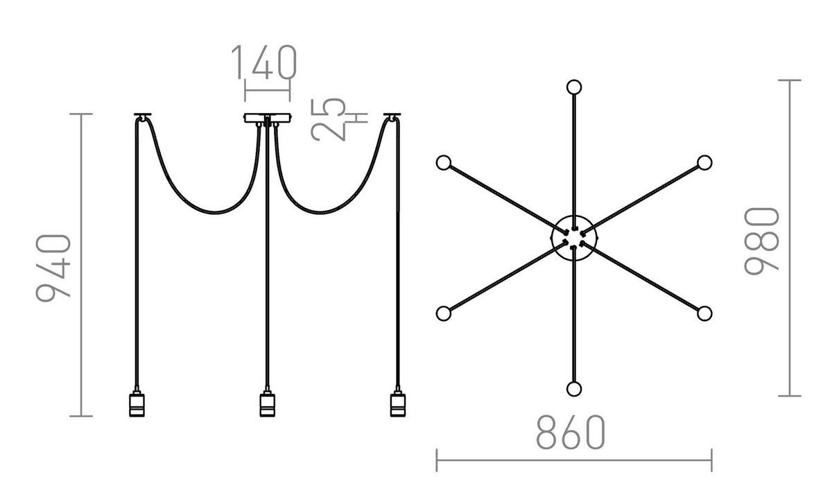 PENDELLEUCHTE CINDY VI Schwarz 90 W - Schwarz, Metall (30/30/120cm) - Rendl