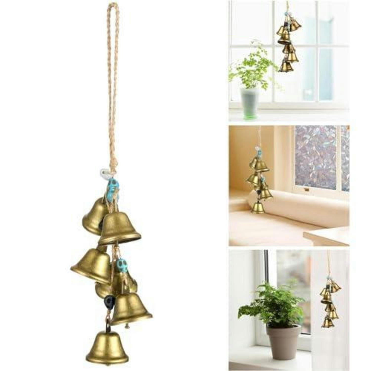 WINDSPIEL Hexenglocken Set 6-teilig mit Totenköpfen - Multicolor, Metall (12/2/2cm)