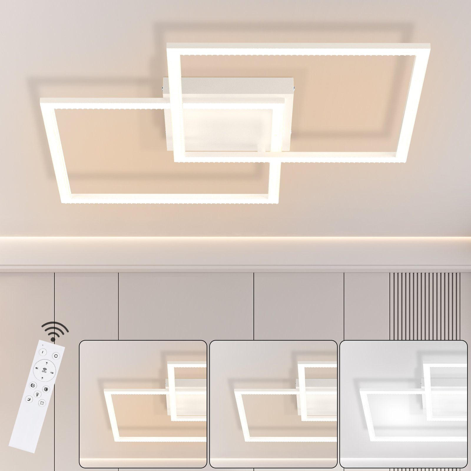 LED-DECKENLEUCHTE Friedhelm 54/54/8 cm - Weiß, Metall (54/54/8cm) - Nettlife