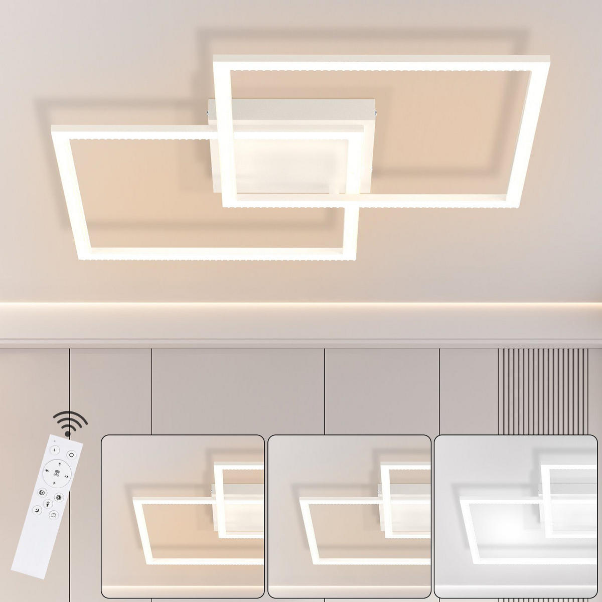 LED-DECKENLEUCHTE Friedhelm 54/54/8 cm - Weiß, Metall (54/54/8cm) - Nettlife