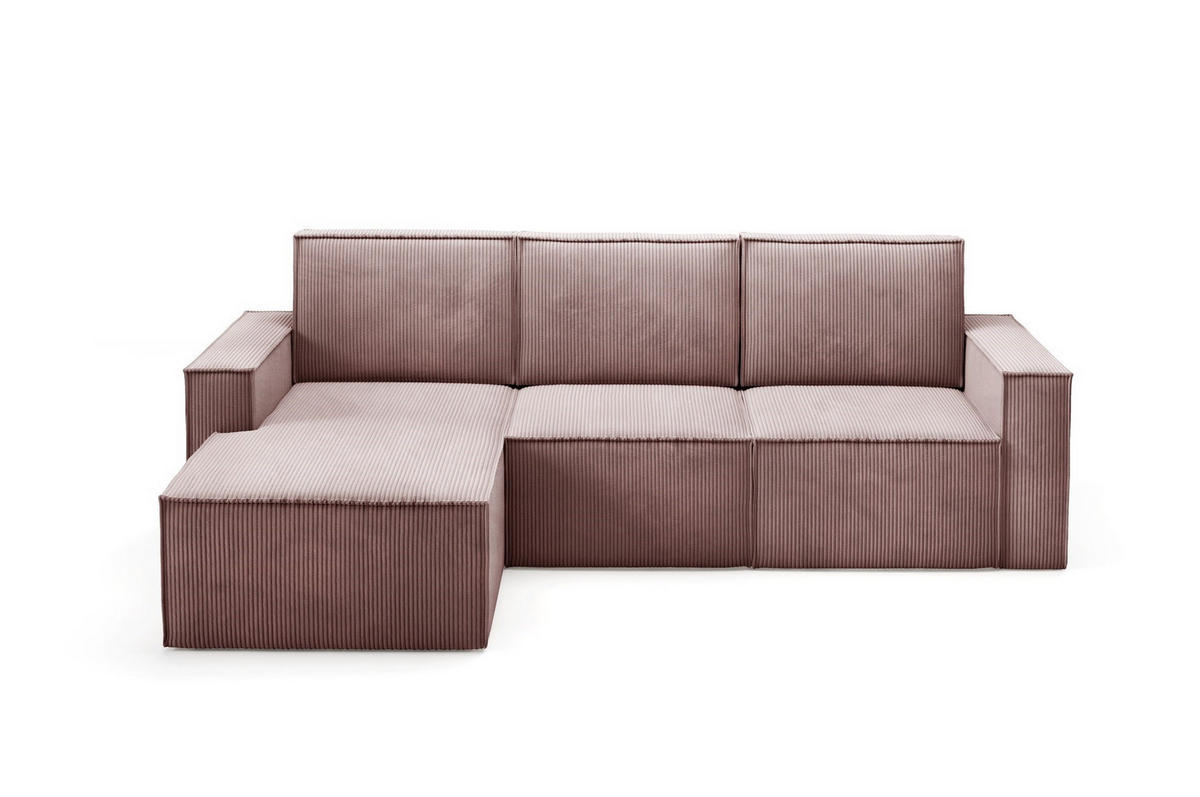 ECKSOFA Orto Rosa, Dreisitzer Kordecksofa rechte seite - Rosa, Holzwerkstoff/Textil (180/142cm) - Bettso