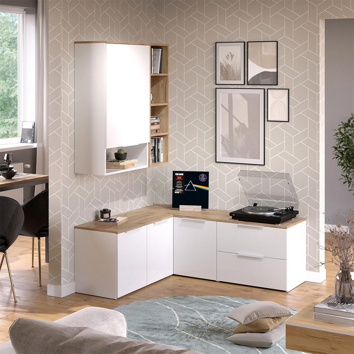 ŽIVÁ STĚNA Wido Bílá/Sonoma - bílá/Sonoma dub, kompozitní dřevo (80/50/40cm) - Vicco