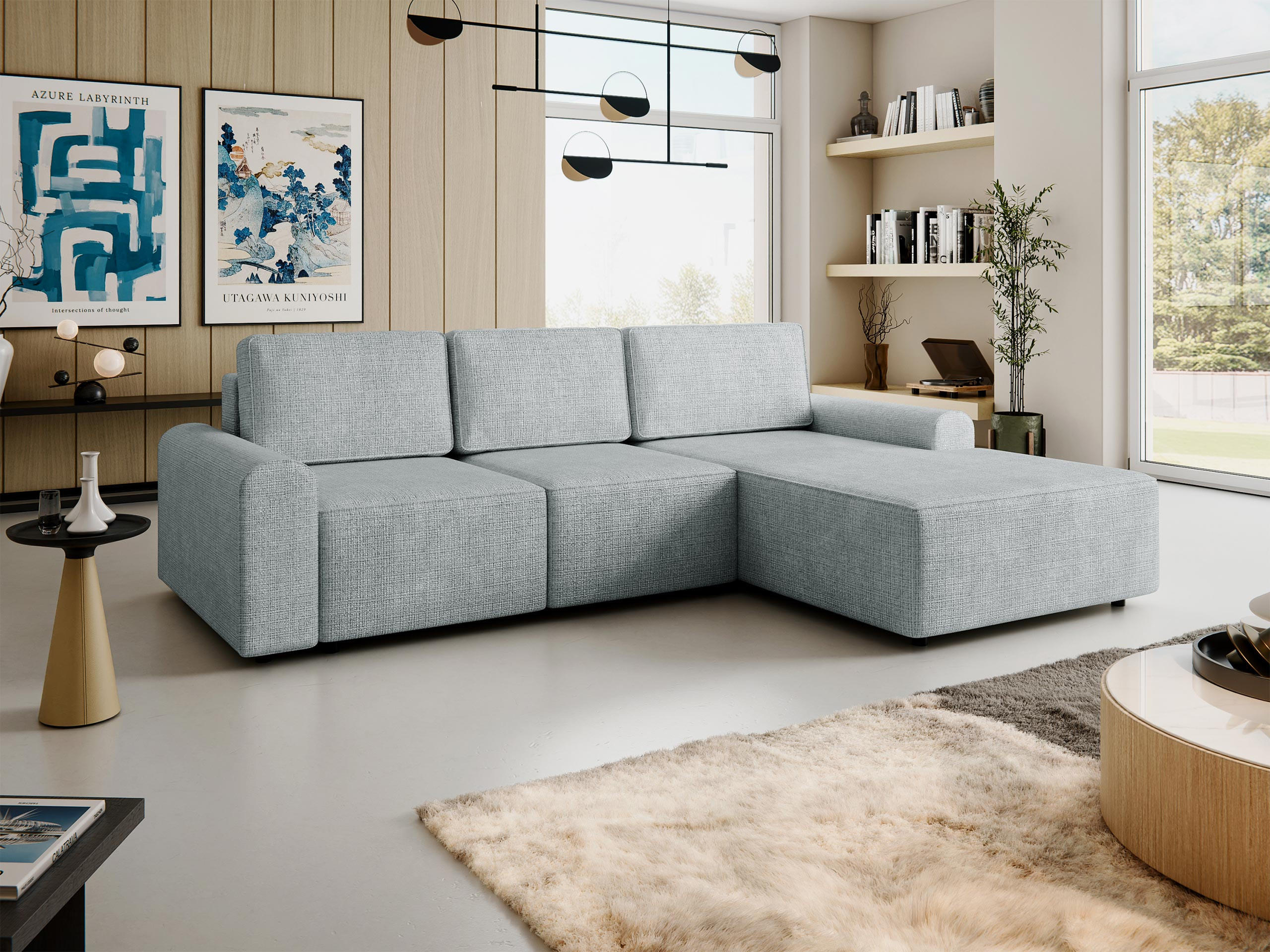 ECKSOFA Bella L, Seite: Rechts - Hellgrau/Schwarz, Holz/Kunststoff (258/168cm) - MIRJAN24
