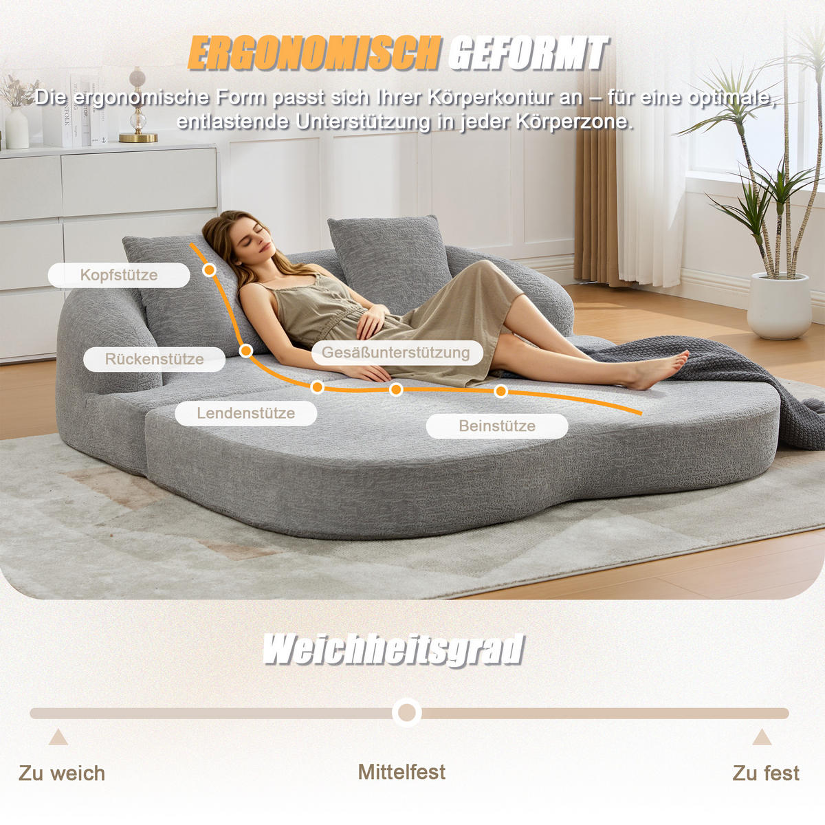 SCHLAFSOFA, 2 Sitzer aus Chenille, Klappsofa Bodensofa mit Schlaffunktion, Hellgrau - Hellgrau, Textil (157/44/153cm) - LVHOM