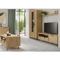 WOHNZIMMER-SET Limbo Eiche Artisan 4-teilig - Eiche Artisan/Braun, Holz/Metall (255/200/42cm) - Feldmann-Wohnen
