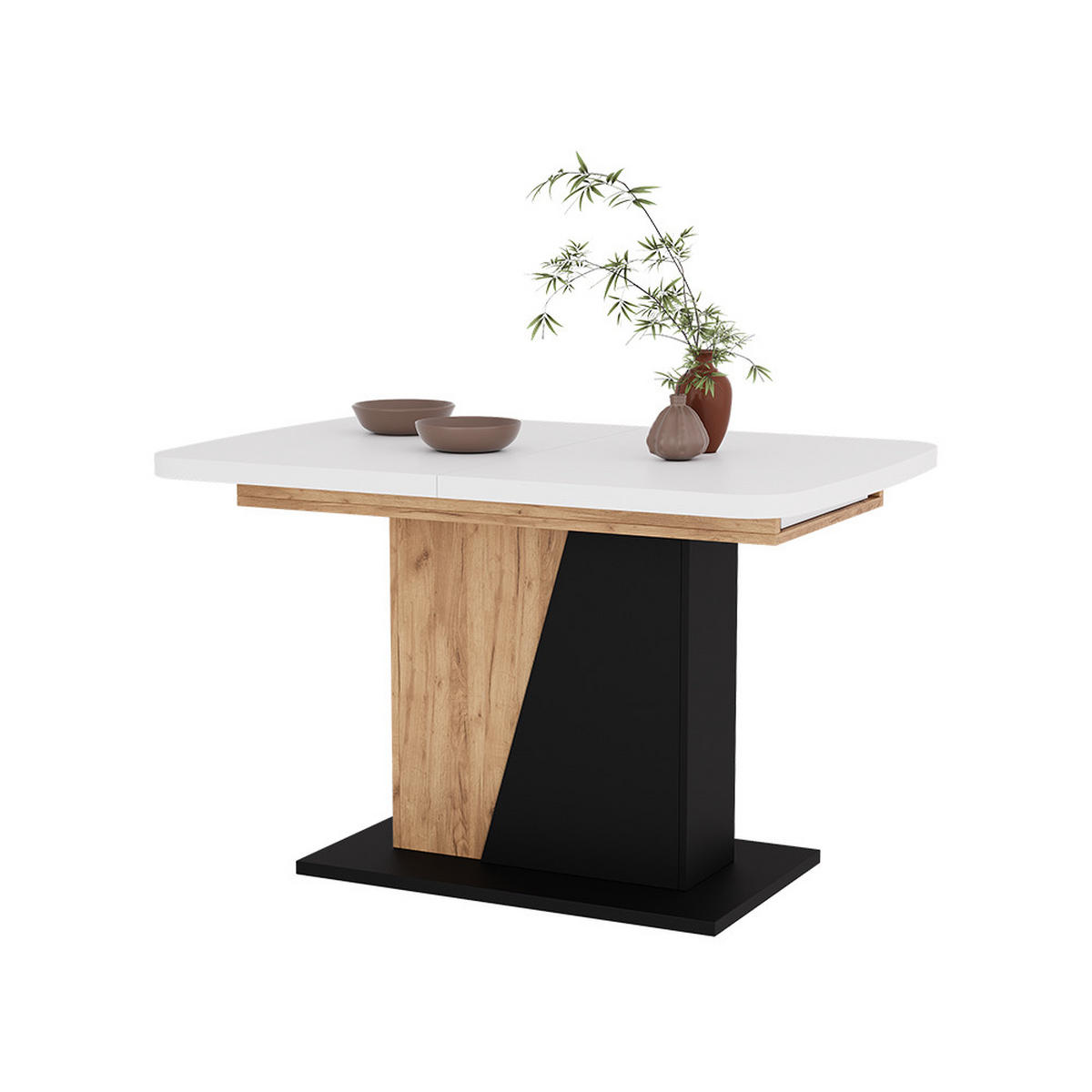 ESSTISCH Fenaro Weiß/Goldkraft Eiche 120 x 80 cm ausziehbar - Honigeiche/Weiß, Holzwerkstoff (80/120/77.3cm) - Vicco