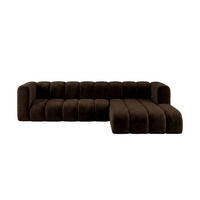 ECKSOFA Modulares In L-Form, Velvet-Stoff Riviera, Schokolade, Rechts, GRAND 287 cm - Braun, Holz (287/179cm) - Kaiser Möbel