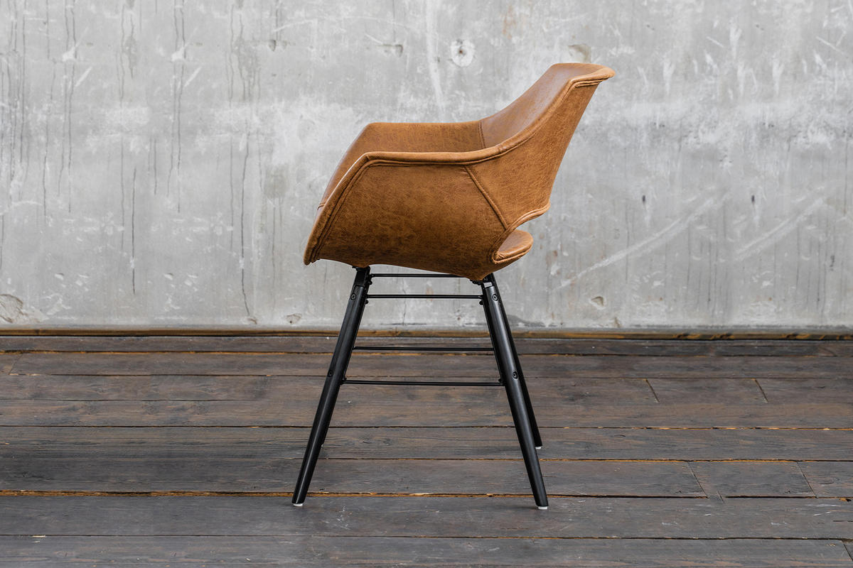 STUHL ZAJA Braun Microfaser - Dunkelbraun/Braun, Textil (57/80/59cm) - KAWOLA