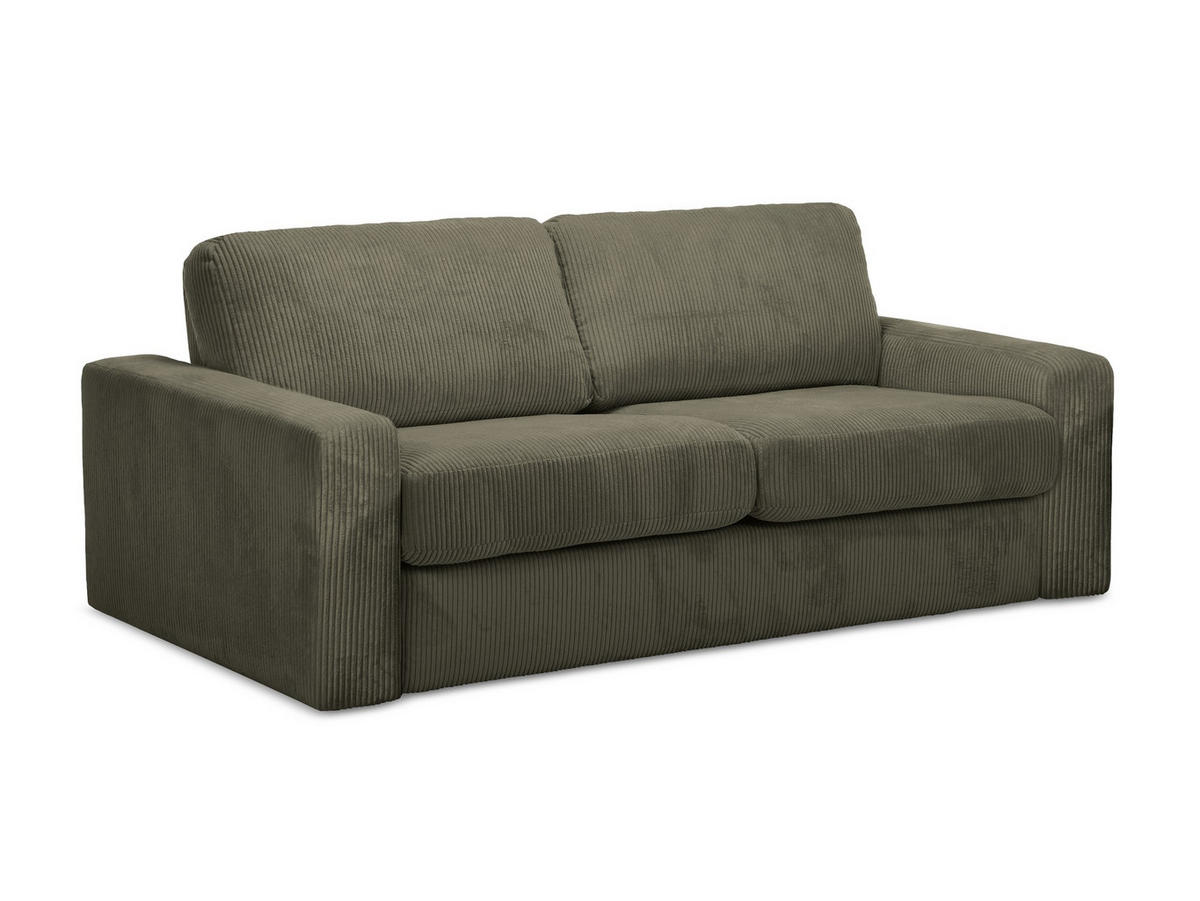3-SITZER SOFA mit Schlaffunktion Cord Stoff Grün - Gelb/Schwarz, Kunststoff/Textil (195/80/100cm) - Makamii
