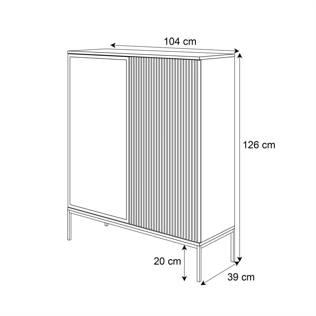 VITRINE ECLIPSE WT104 mit Beleuchtung,KASCHMIR - Kaschmir, Holzwerkstoff (104/126/39cm) - Lookway