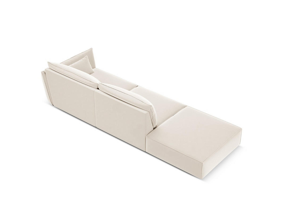 LINKES-SOFA Kaelle aus Samt leichtes beige 4 Sitzplätze - Creme, Textil (110/85/264cm) - Micadoni