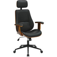 CHEFSESSEL Lederlook Walnuss/Schwarz - Walnussfarben/Schwarz, Textil/Metall (64/118/60cm) - CLP