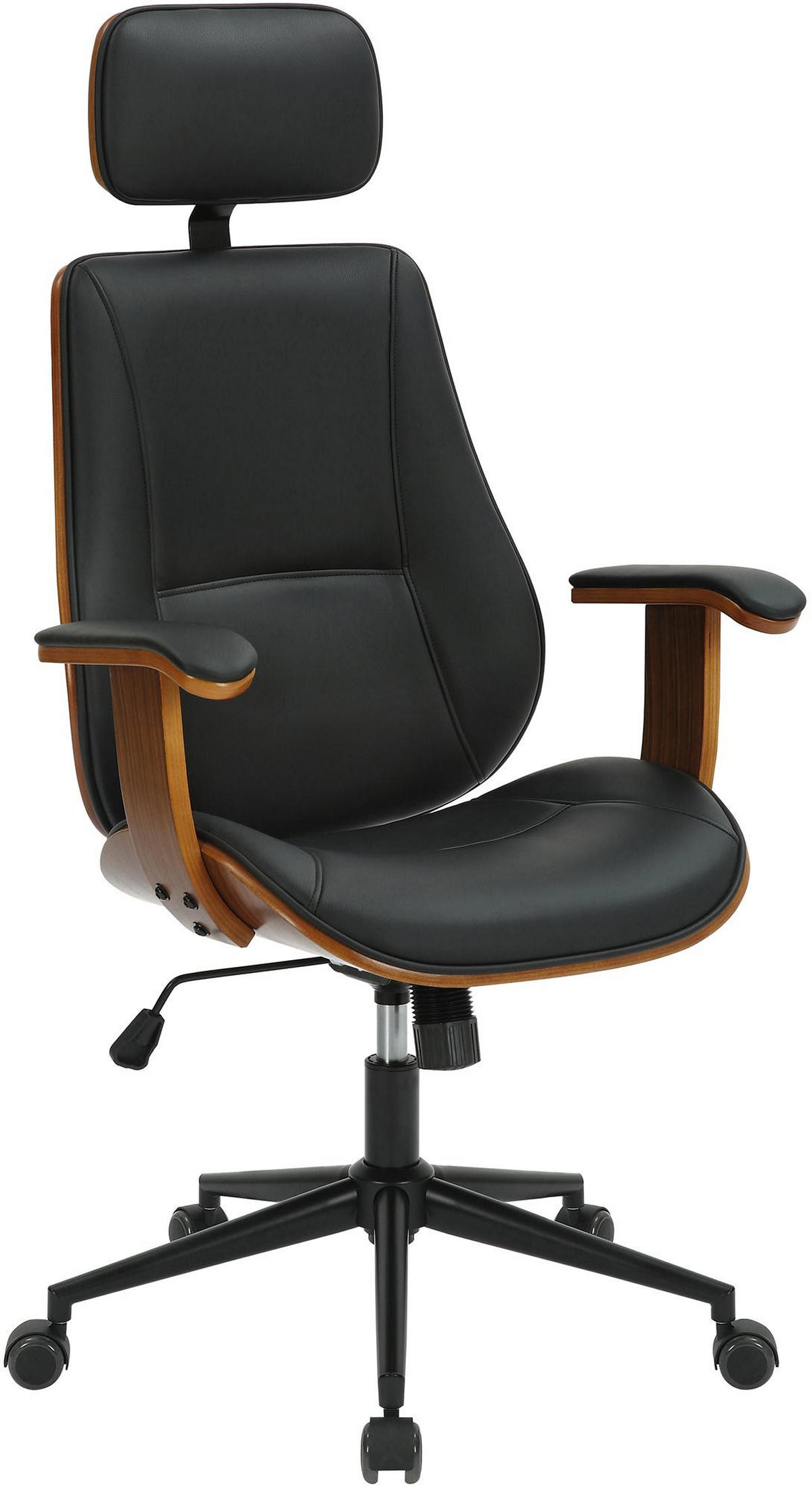 CHEFSESSEL Lederlook Walnuss/Schwarz - Walnussfarben/Schwarz, Textil/Metall (64/118/60cm) - CLP