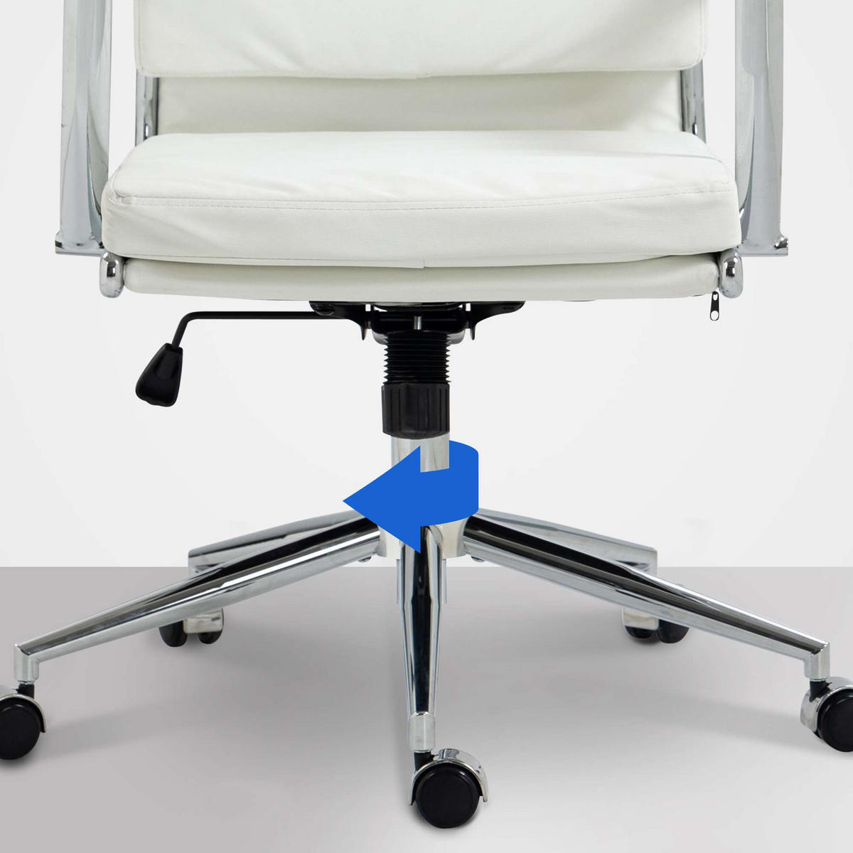 BÜROSTUHL Cyron Kunstleder weiß - Chromfarben/Weiß, Metall (61/115/65cm) - TPFLiving