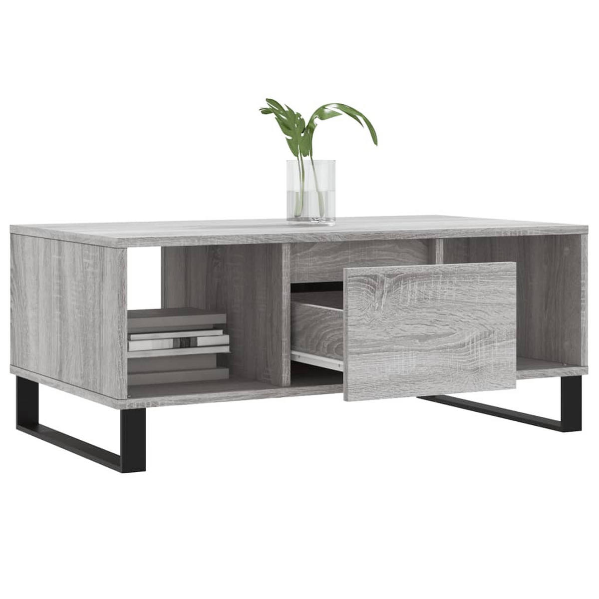 COUCHTISCH Grau Sonoma 90x50x36,5 cm Holzwerkstoff - Silbereichenfarben, Holzwerkstoff (50/90/36.5cm) - furnicato