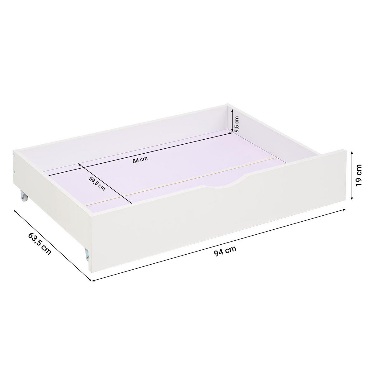 BETTSCHUBKASTEN Weiß 196/17,5/63 cm - Weiß, Holz - Homestyle4u