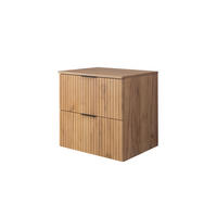 BADEZIMMERSCHRANK, Gold Craft Eiche, 60 x 57 x 46 cm, Schwarze Griffe - Eichefarben/Goldfarben, Holzwerkstoff/Kunststoff (60/57/46cm) - 3XE LIVING